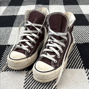 Chuck Taylor Converse Brown High-Top Sneakers with White Accents